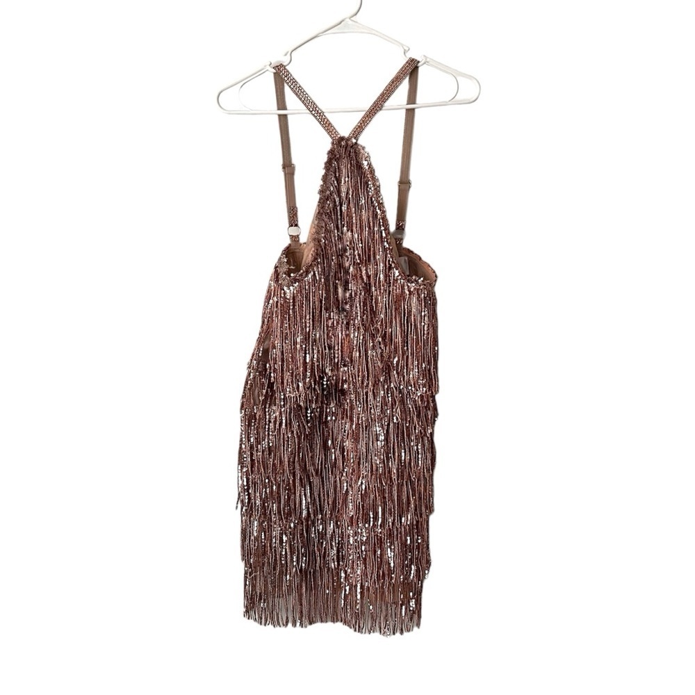🆕 BRONX & BANCO Isle Fringe Mini Halter Dress Sz 4 US - Picture 2 of 10